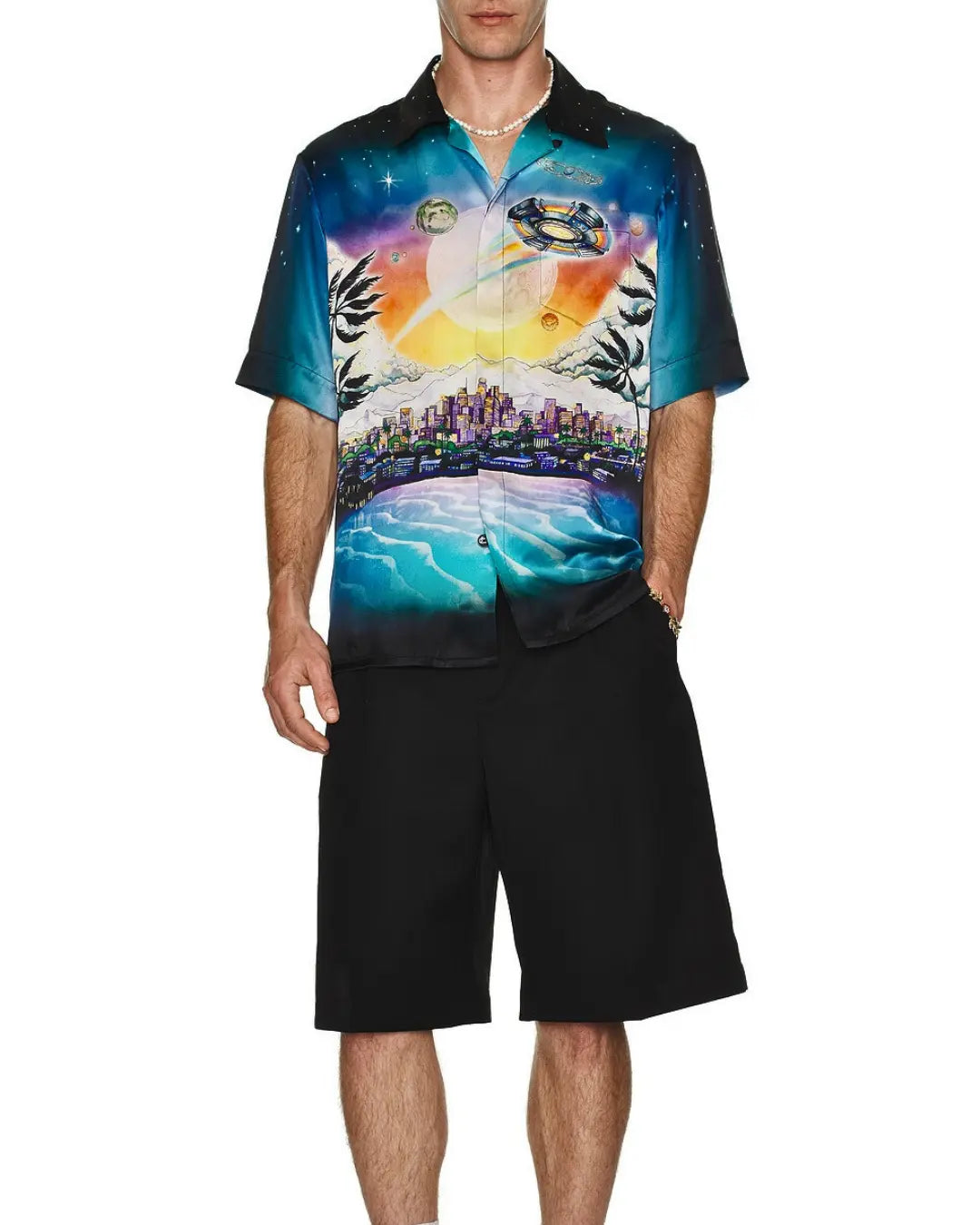 Casablanca 'La Prémonition' Short Sleeve Silk Shirt urbanluxeclo