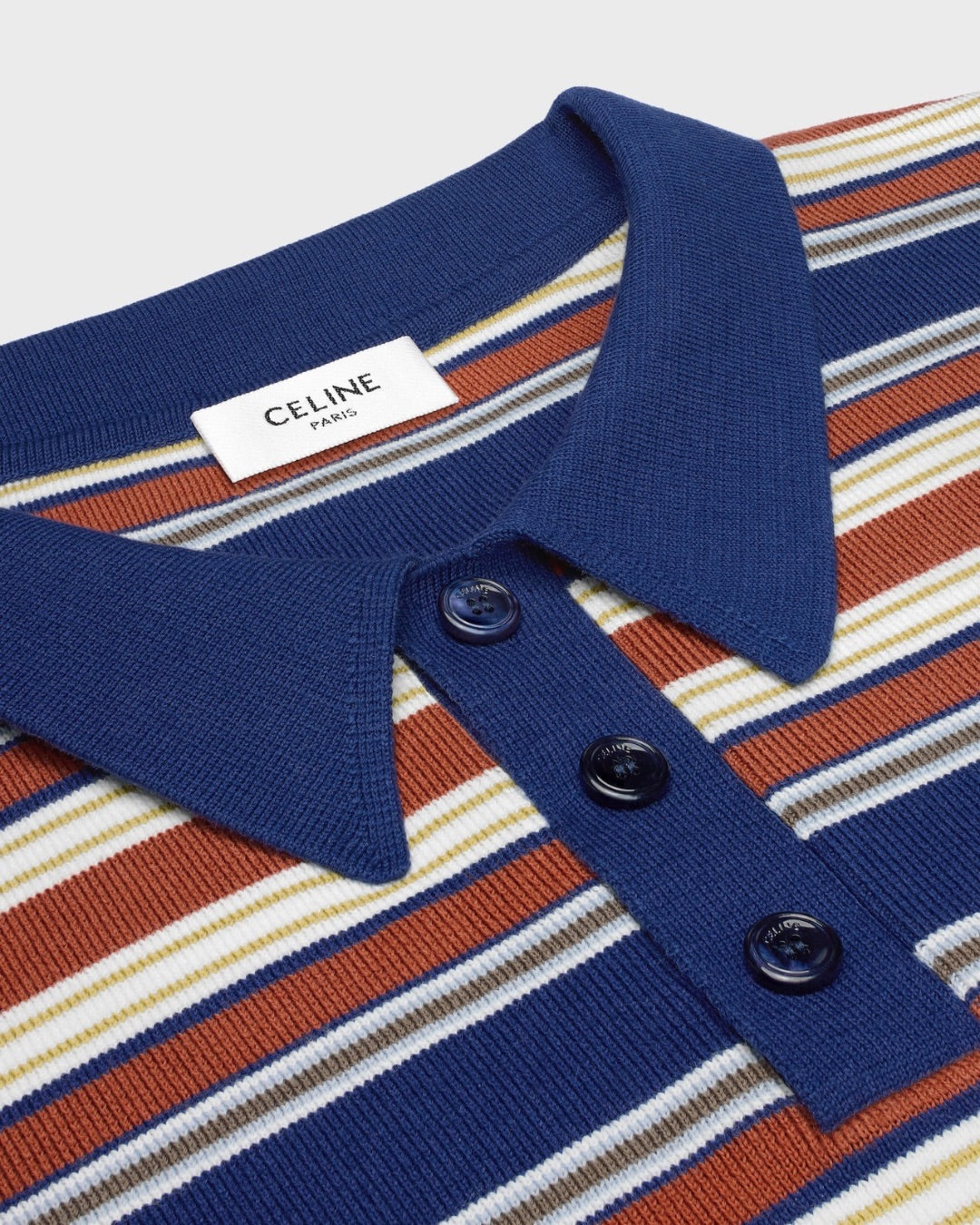 Celine Triomphe Loose Polo in Striped Cotton