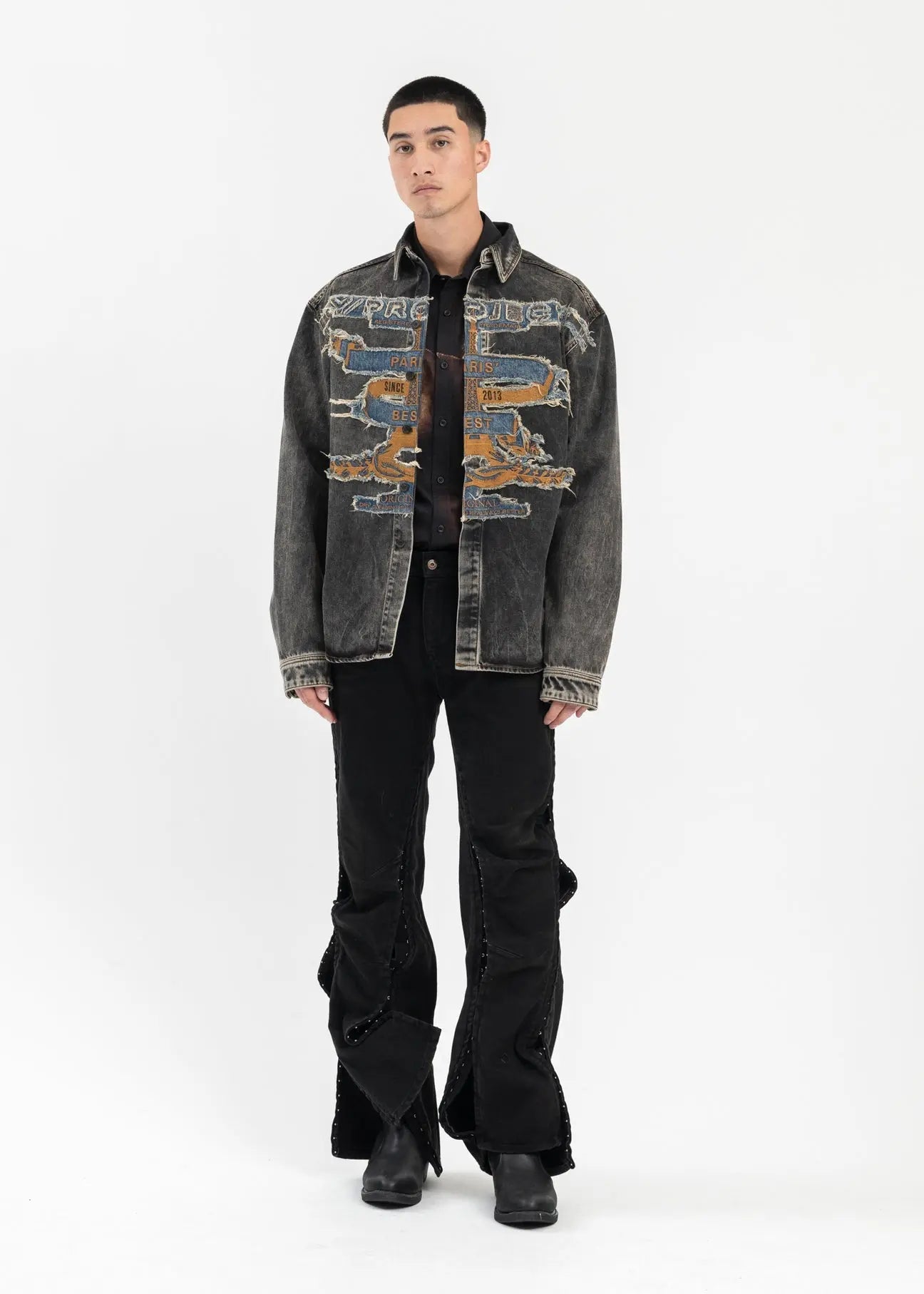 Y/PROJECT
Vintage Black Paris Best Patch Denim Shirt urbanluxeclo