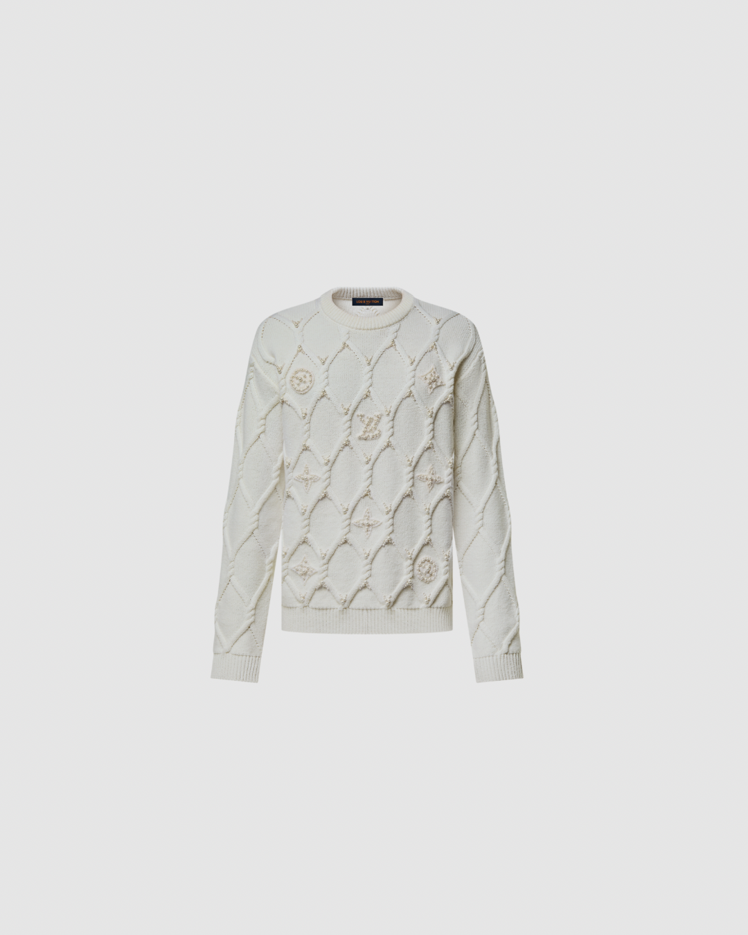 Louis Vuitton Embellished Cable Knit Wool Blend Pullover