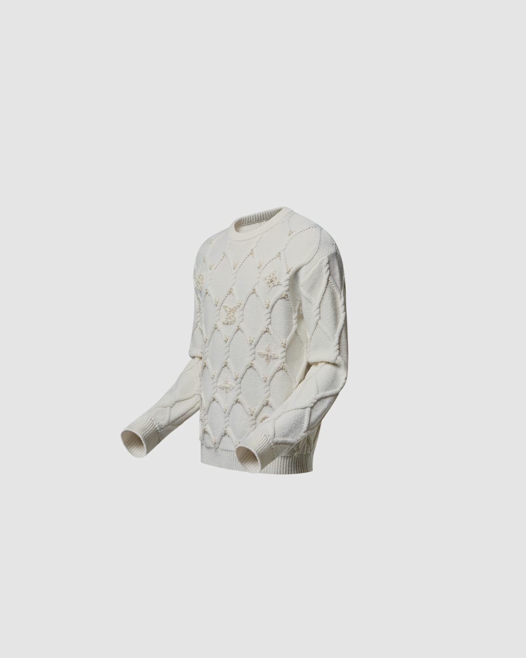 Louis Vuitton Embellished Cable Knit Wool Blend Pullover