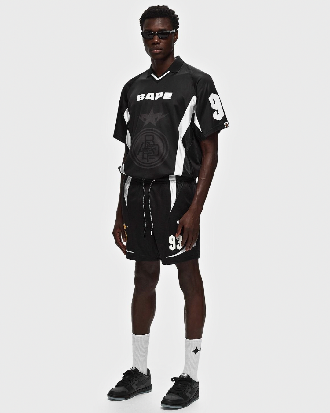 A Bathing Ape Multi Logo Relaxed Fit Soccer Jersey White Jerseys
