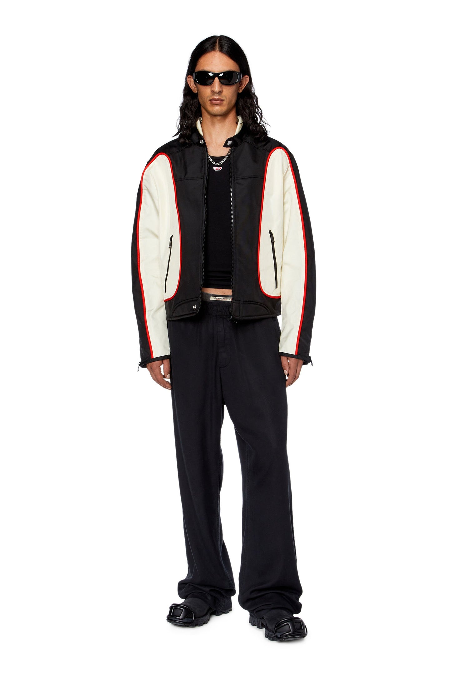 Diesel J-Blink Biker jacket in colour-block Nylon