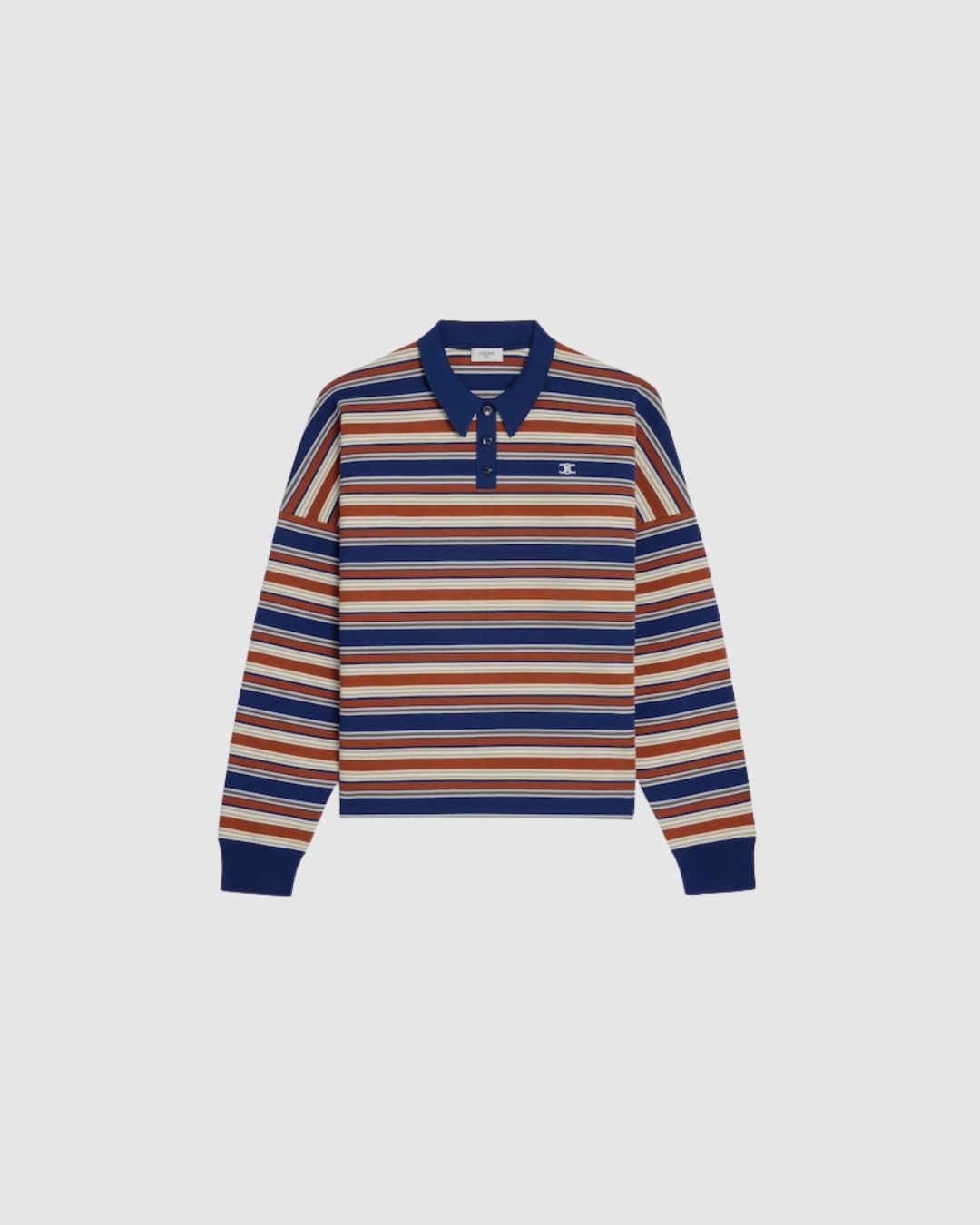 Celine Triomphe Loose Polo in Striped Cotton