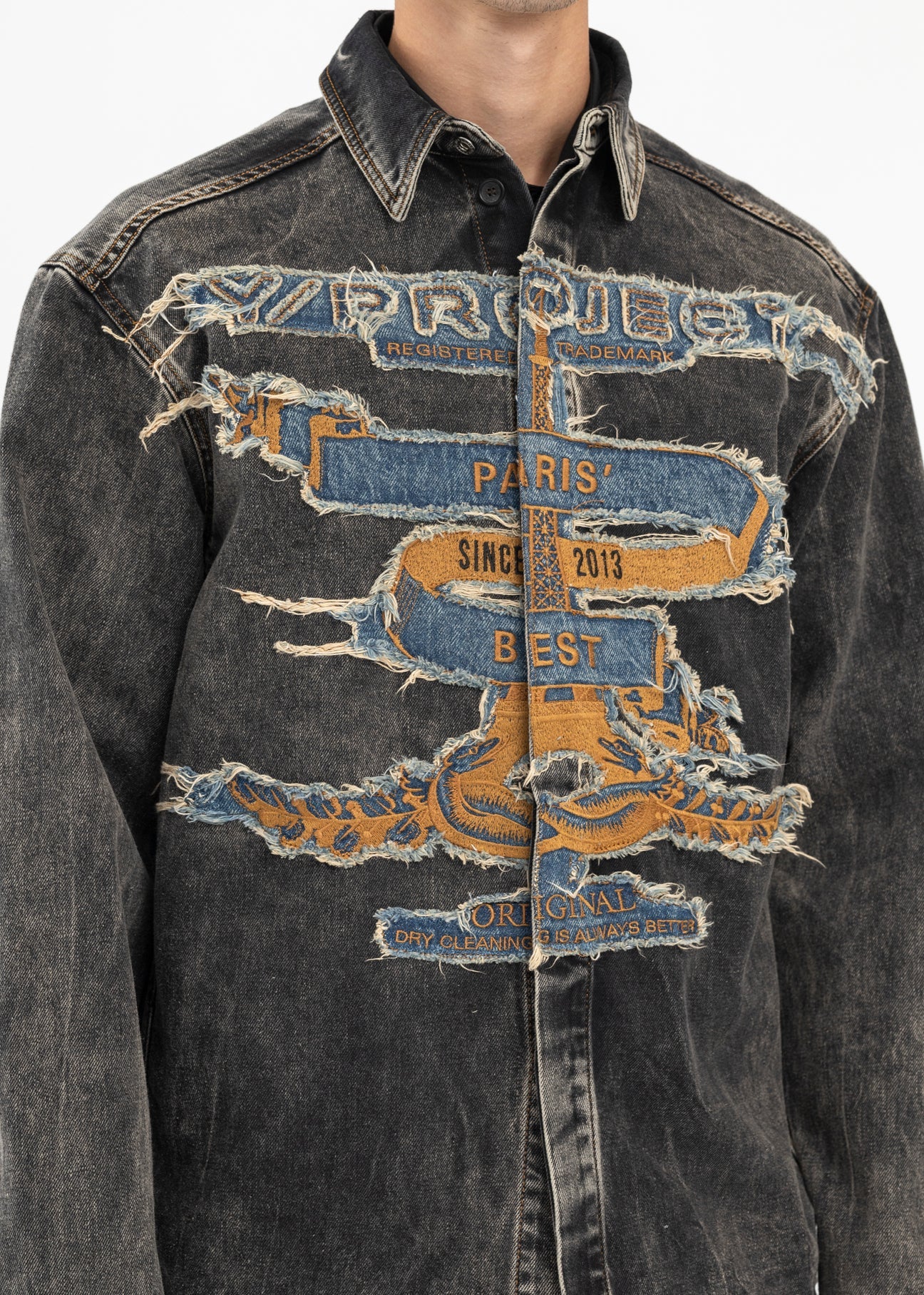 Y/PROJECT
Vintage Black Paris Best Patch Denim Shirt