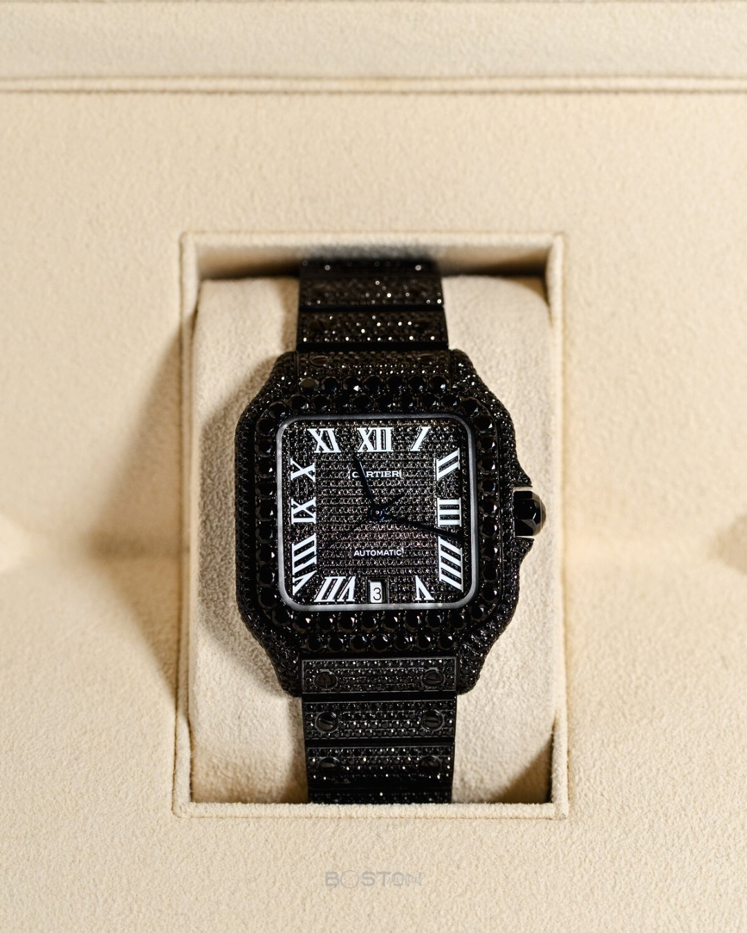 Diamond Cartier Santos 40mm - Black Diamonds - Roman Dial