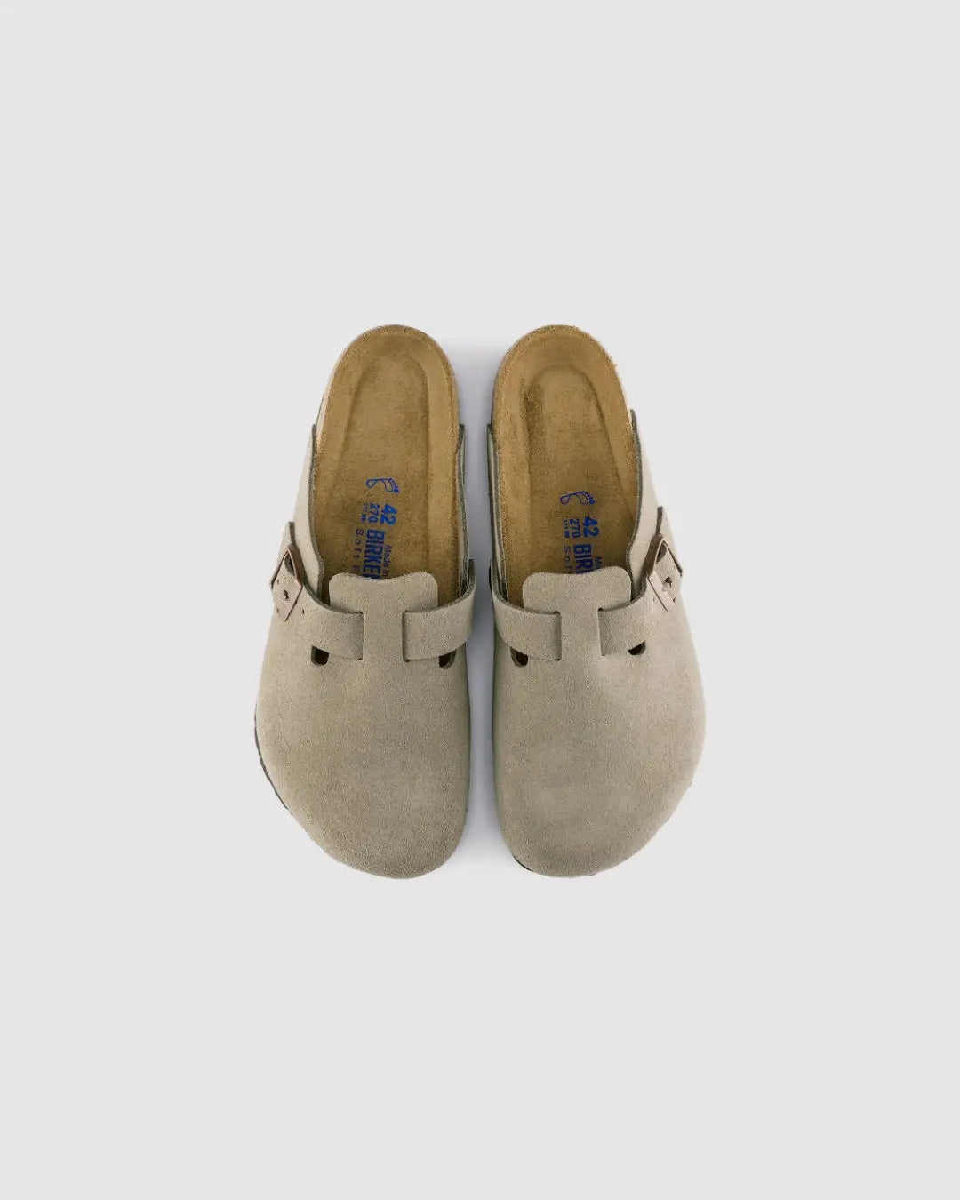 Birkenstock Boston Soft Footbed Suede Leather Clogs Taupe urbanluxe
