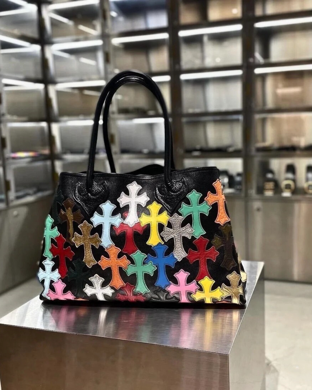Chrome Hearts Multi colored Cross Patched TOTE BAG