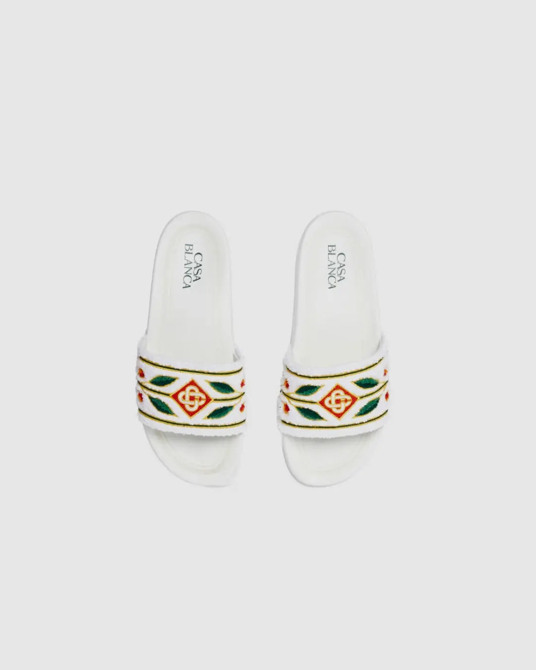 Casablanca White Laurel Terry Slides urbanluxeclo