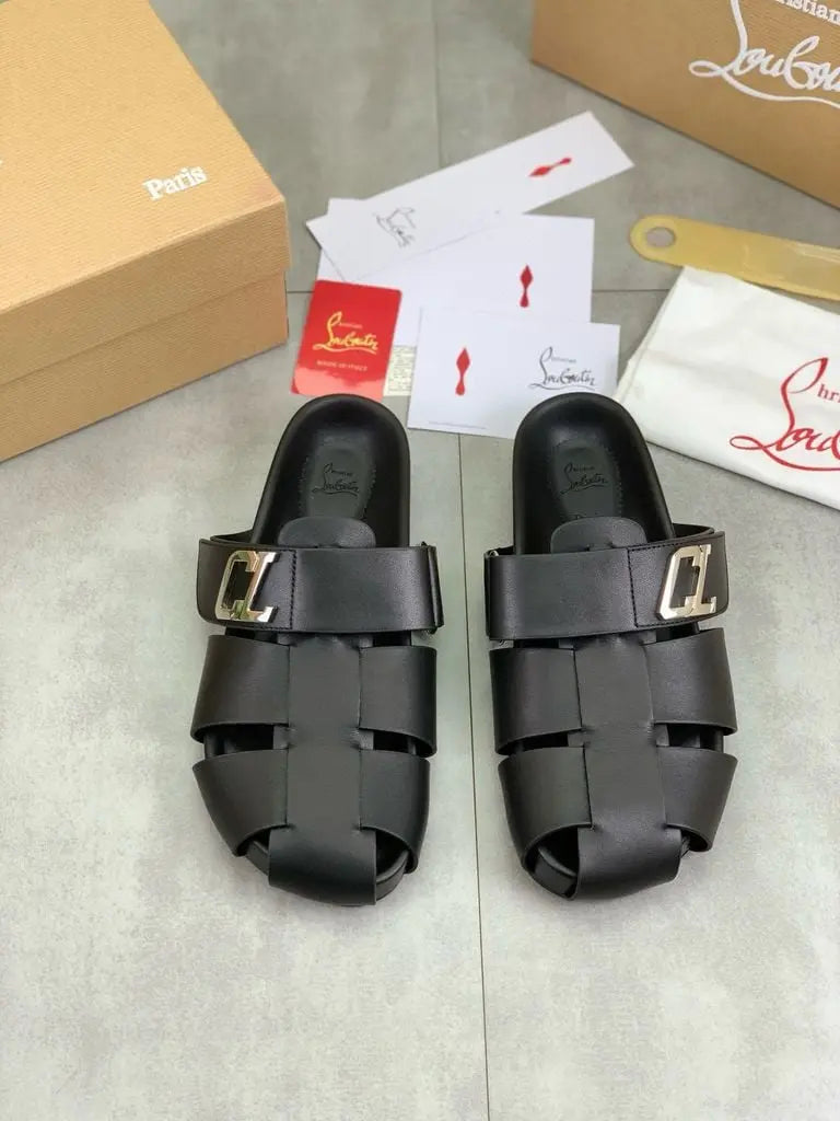 Christian Louboutin Abubizz Leather Slippers urbanluxe