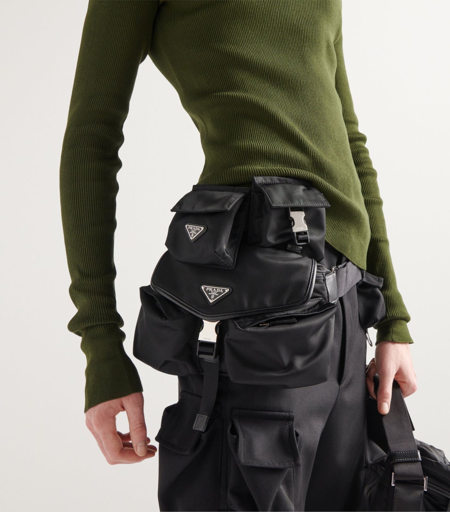 PRADA Small Re-Nylon and Calf Leather Belt Bag