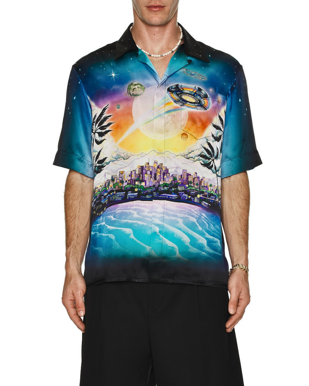 Casablanca 'La Prémonition' Short Sleeve Silk Shirt