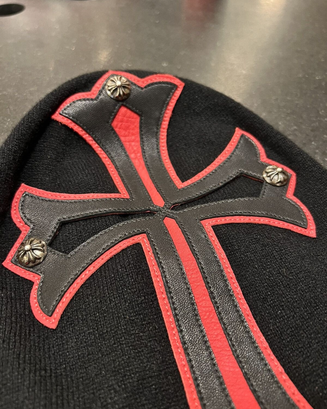 Chrome Hearts Leather Cross Cashmere Mask