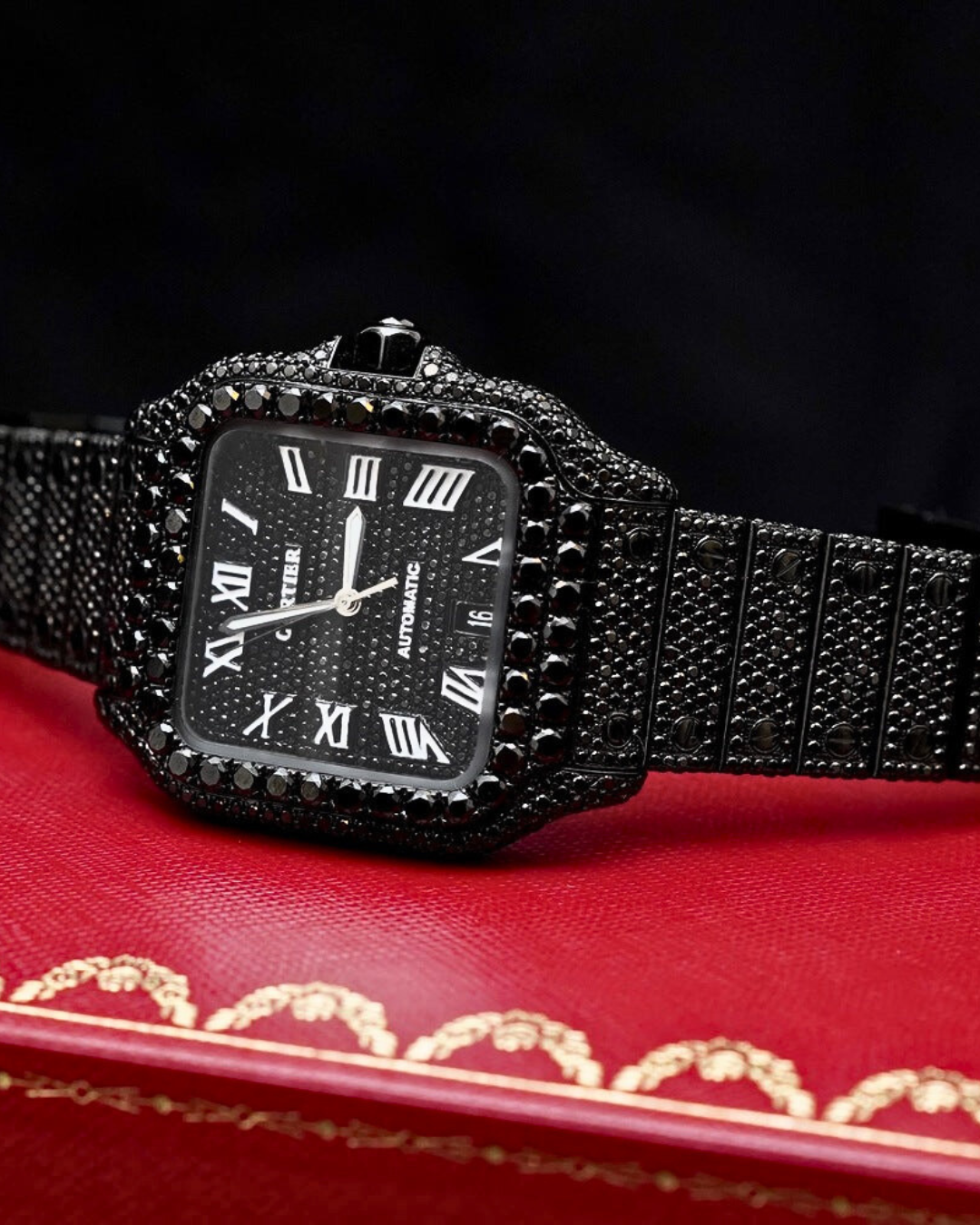Diamond Cartier Santos 40mm - Black Diamonds - Roman Dial
