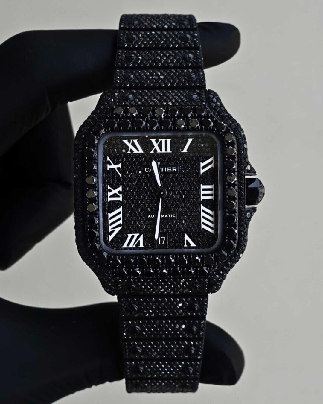 Diamond Cartier Santos 40mm - Black Diamonds - Roman Dial