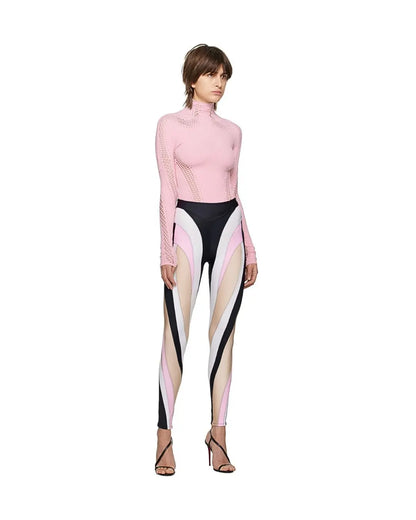 Mugler Black & Pink Spiral Leggings urbanluxeclo