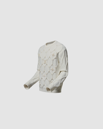 Louis Vuitton Embellished Cable Knit Wool Blend Pullover
