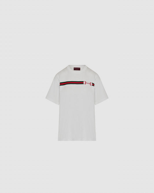 Gucci Web stripe printed cotton t-shirt