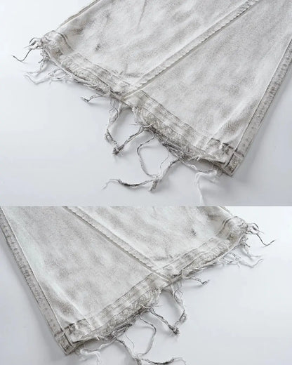 Rebel Wave | White Distressed Flare Denim Pants urbanluxeclo