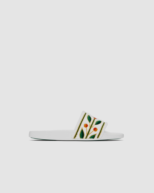 Casablanca White Laurel Terry Slides