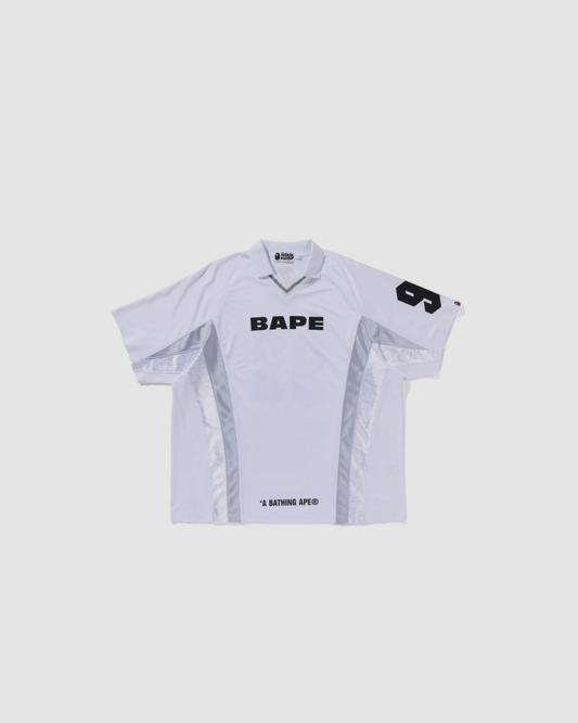 A Bathing Ape Multi Logo Relaxed Fit Soccer Jersey White Jerseys