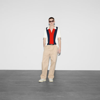 Gucci Cotton Blend Terry Knit Polo Shirt