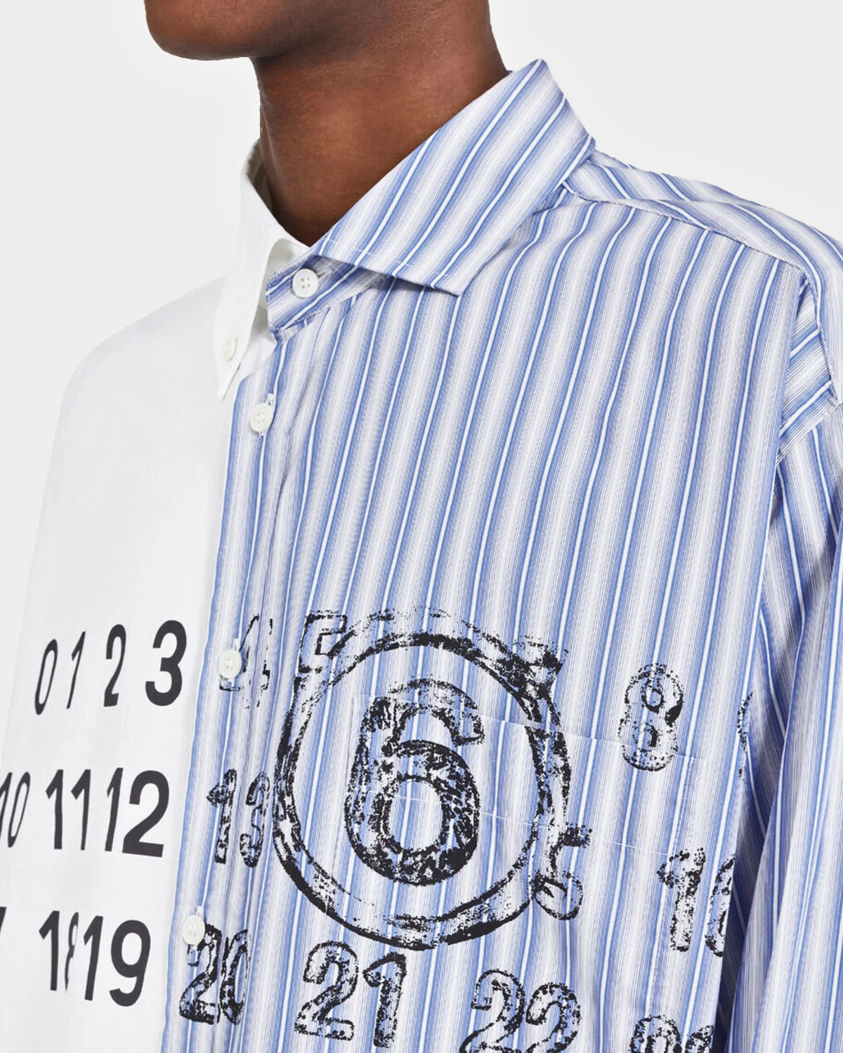 MM6 Maison Margiela Spliced Numbers Shirt White/Blue Urbanluxe2