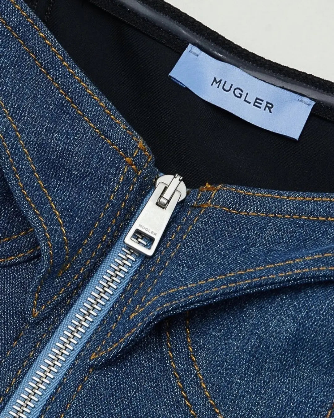 MUGLER Blue Paneled Bodysuit urbanluxeclo