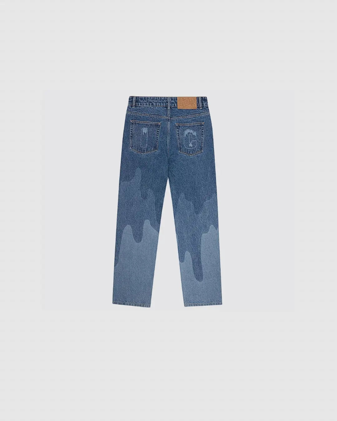 Billionaire Boys Club ICE CREAM FALL '24 Running Dog Lazer Drip Denim Pants - Mid Wash Blue urbanluxeclo