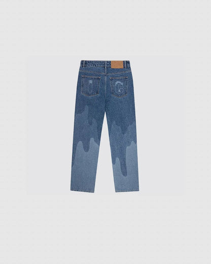 Billionaire Boys Club ICE CREAM FALL '24 Running Dog Lazer Drip Denim Pants - Mid Wash Blue urbanluxeclo