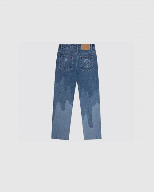 Billionaire Boys Club ICE CREAM FALL '24 Running Dog Lazer Drip Denim Pants - Mid Wash Blue urbanluxeclo
