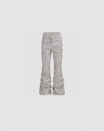 Rebel Wave | White Distressed Flare Denim Pants urbanluxeclo