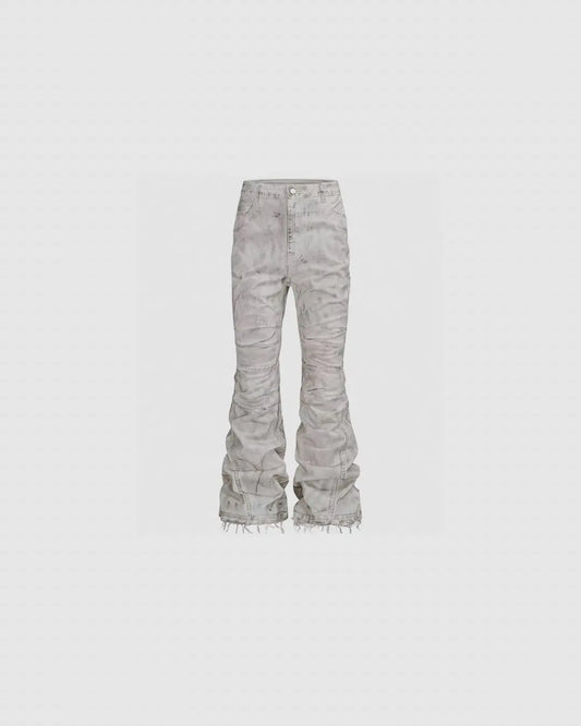 Rebel Wave | White Distressed Flare Denim Pants urbanluxeclo