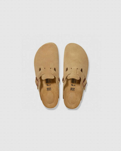 Birkenstock Boston Soft Footbed Suede Leather Clogs latte cream urbanluxe