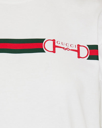 Gucci Web stripe printed cotton t-shirt