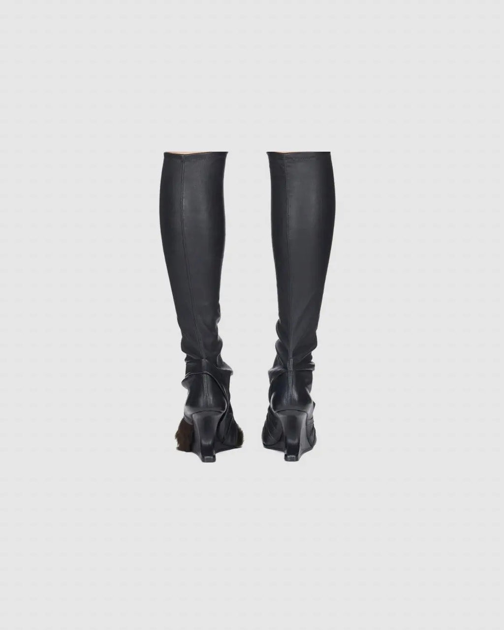 Rick Owens black Leather Knee-high Boots with Fur Accent urbanluxeclo