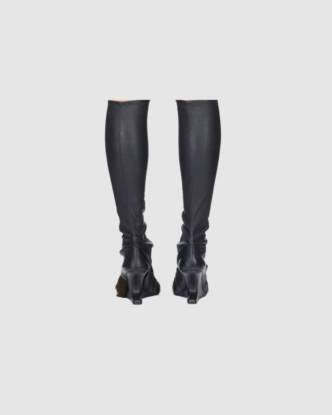 Rick Owens black Leather Knee-high Boots with Fur Accent urbanluxeclo