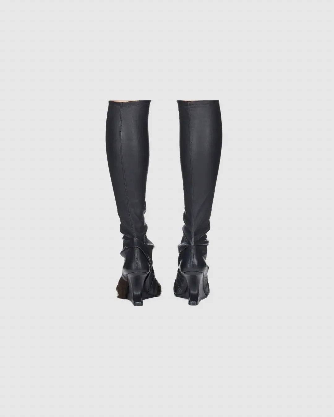 Rick Owens black Leather Knee-high Boots with Fur Accent urbanluxeclo
