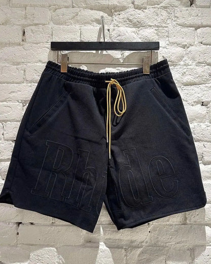 Rhude Embroidered Twill Logo Shorts black urbanluxe