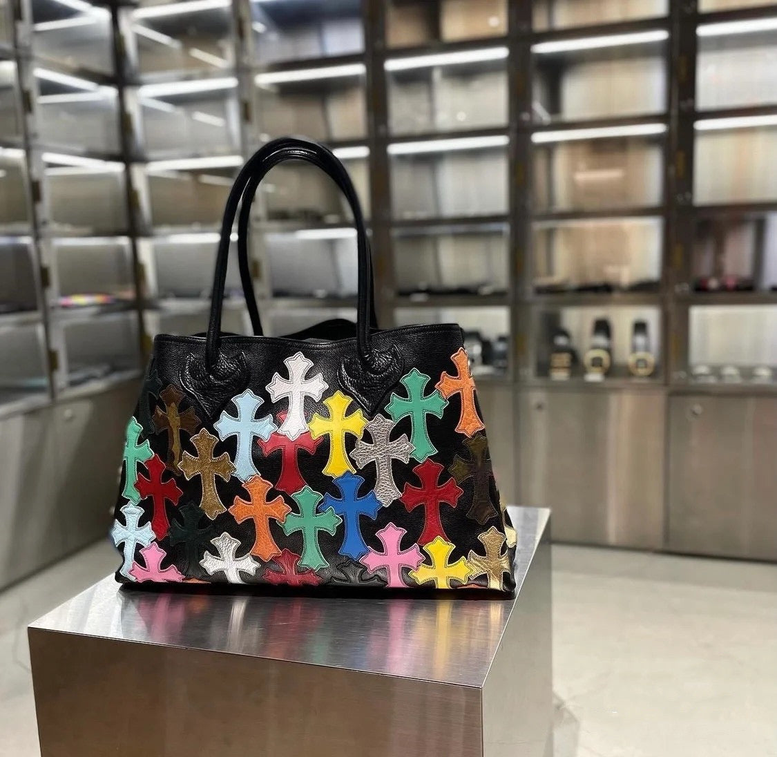 Chrome Hearts Multi colored Cross Patched TOTE BAG