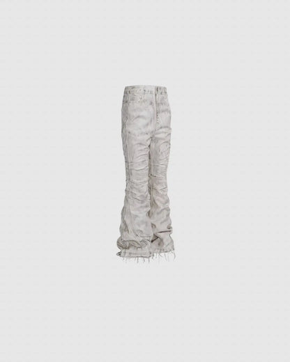 Rebel Wave | White Distressed Flare Denim Pants urbanluxeclo