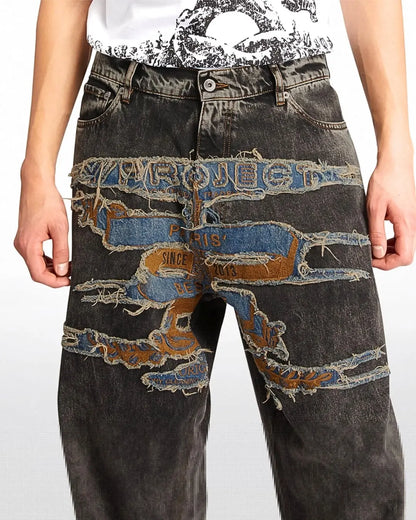Y/PROJECT Paris Best Patch Jeans Brown urbanluxe