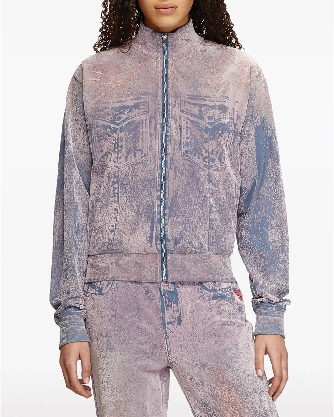Diesel Trompe l'oeil flocked zip-up sweatshirt urbanluxeclo