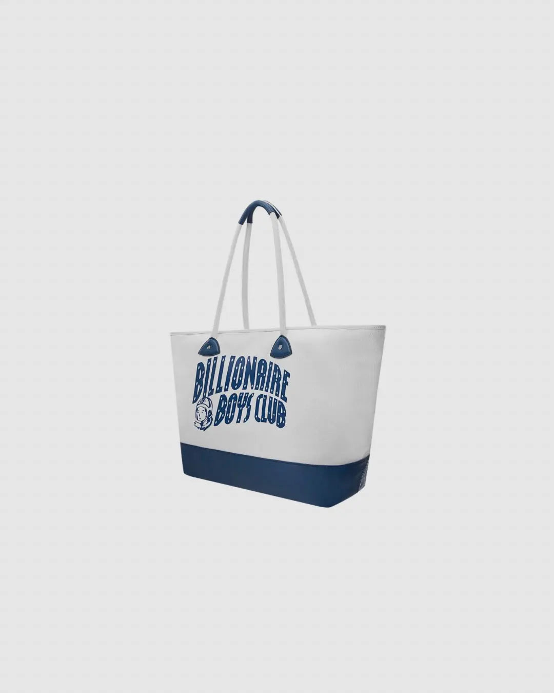 Billionaire Boys Club Pre-Fall '25 Astro Arch Logo Leather Panel Tote Bag- White/navy urbanluxeclo