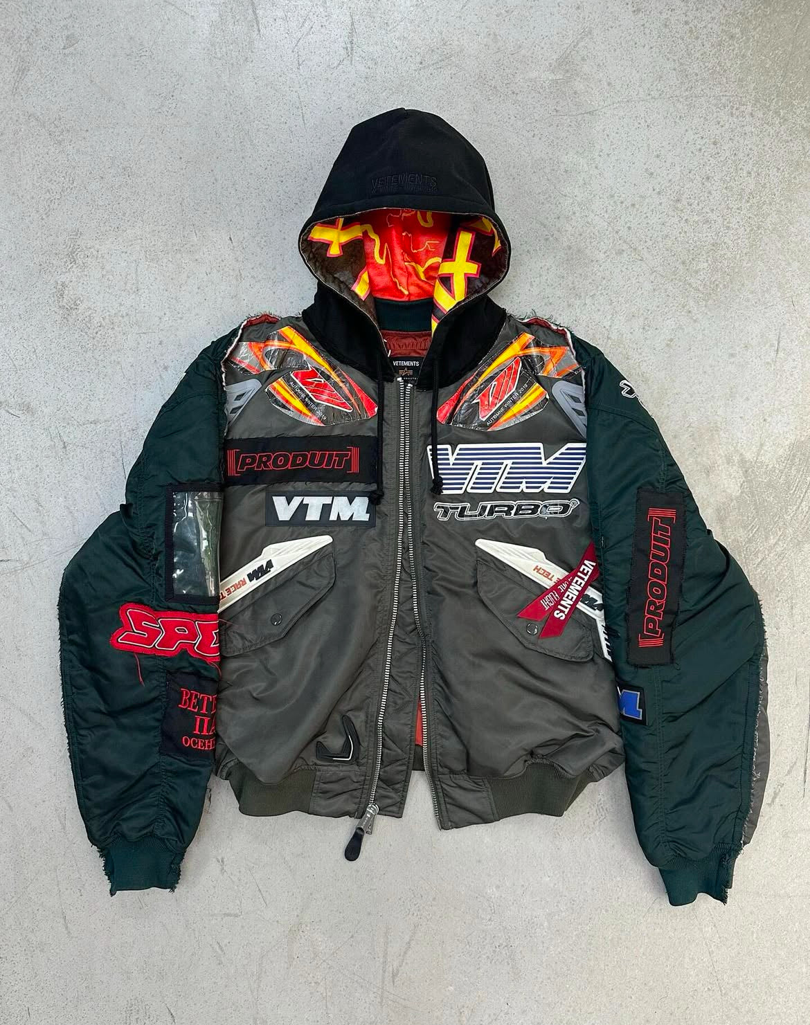 Vetements Black And Navy Alpha Industries Edition Racing Bomber Jacket