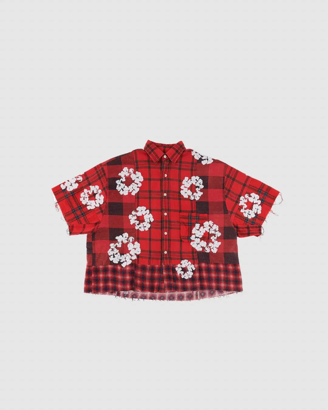 Denim Tears x Readymade 'Check' Wreath Short Sleeve Flannel Shirt Urbanluxe2