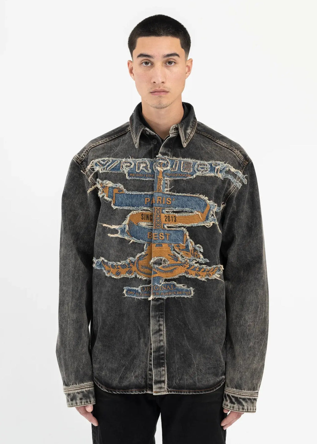Y/PROJECT
Vintage Black Paris Best Patch Denim Shirt urbanluxeclo