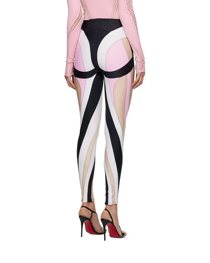 Mugler Black & Pink Spiral Leggings urbanluxeclo
