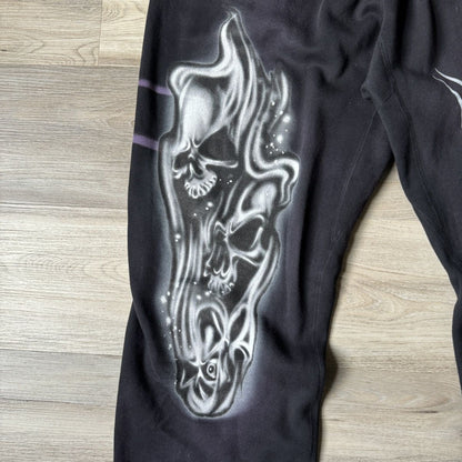 Hellstar Airbrushed Skull Flare Bottom Sweatpants