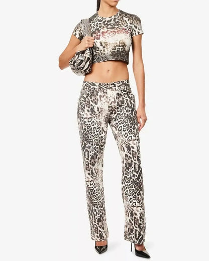 Ksubi X Mowalola Cheetah Wide-Leg Denim Jeans